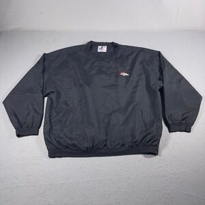 VTG Denver Broncos Logo Athletic Pullover Windbreaker Jacket Men's XL Black‎ NFL